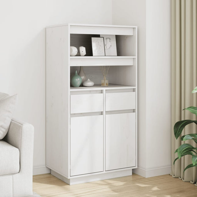 Credenza Bianca 60x40x116,5 cm in Legno Massello di Pino