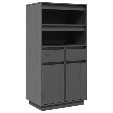 Credenza Grigia 60x40x116,5 cm in Legno Massello di Pino