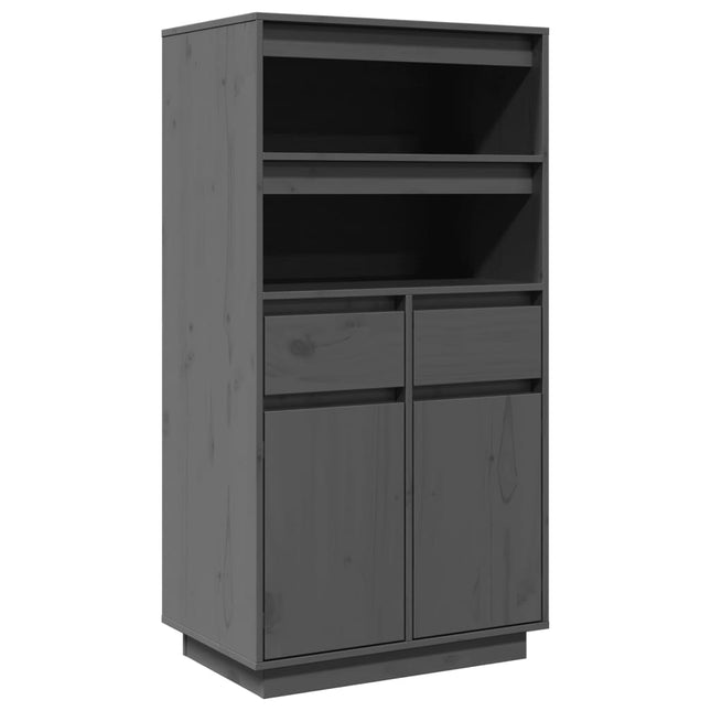 Credenza Grigia 60x40x116,5 cm in Legno Massello di Pino