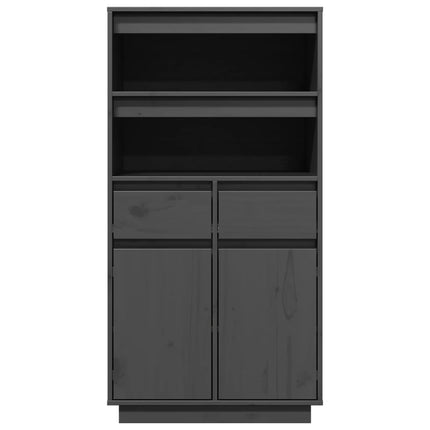 Credenza Grigia 60x40x116,5 cm in Legno Massello di Pino