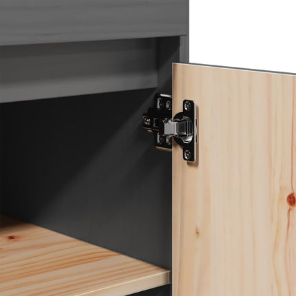 Credenza Grigia 60x40x116,5 cm in Legno Massello di Pino