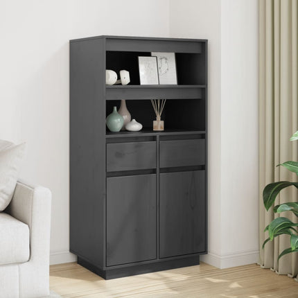Credenza Grigia 60x40x116,5 cm in Legno Massello di Pino