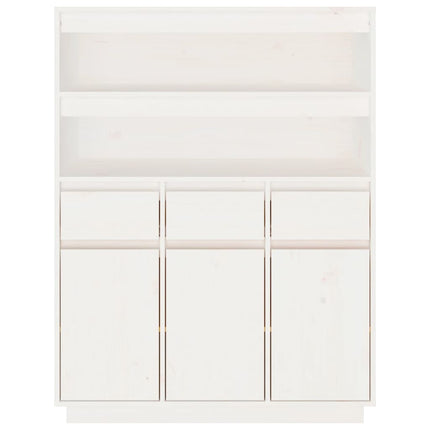 Credenza Bianca 89x40x116,5 cm in Legno Massello di Pino