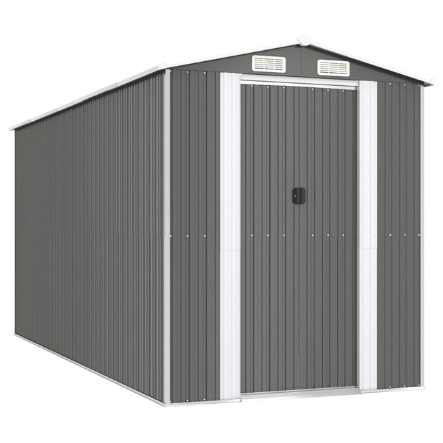 Capanno da Giardino Grigio Chiaro 192x440x223cm Acciaio Zincato