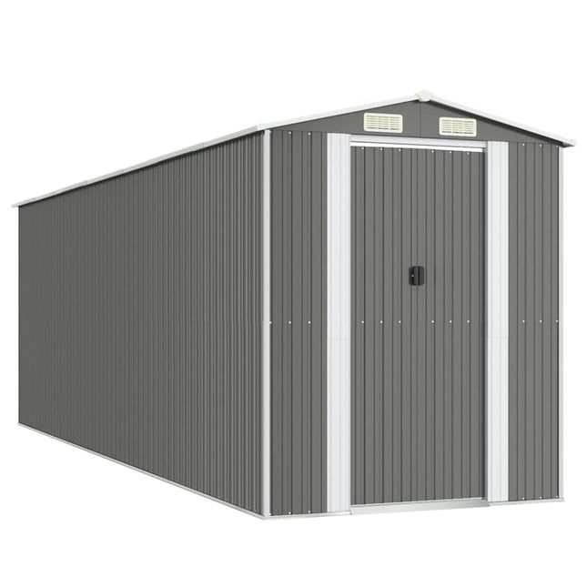 Capanno da Giardino Grigio Chiaro 192x606x223cm Acciaio Zincato