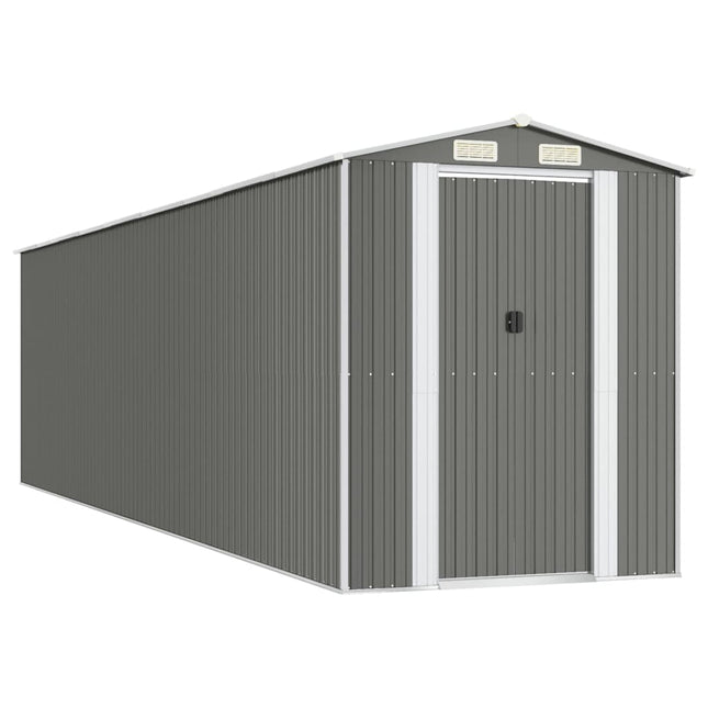 Capanno da Giardino Grigio Chiaro 192x772x223cm Acciaio Zincato