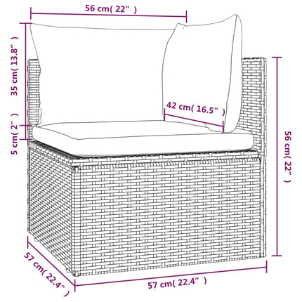 Poltrona Angolare Giardino Cuscino Grigio 57x57x56cm Polyrattan