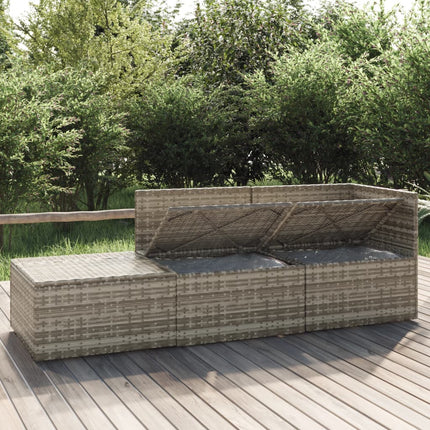 Set Divani da Giardino 3 pz con Cuscini in Polyrattan Grigio