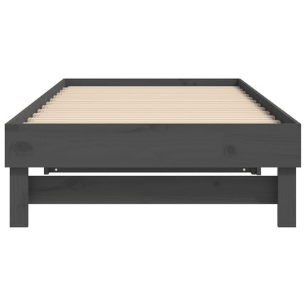 Dormeuse Estraibile Grigia 2x(90x200) cm Legno Massello di Pino