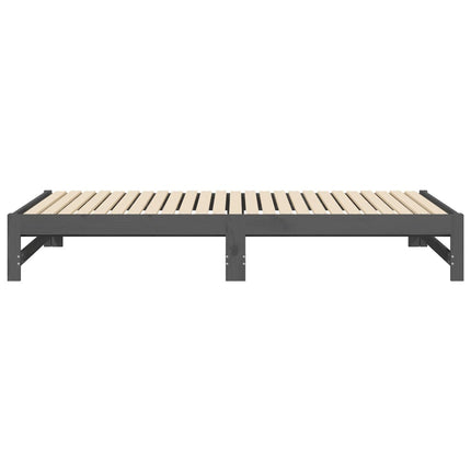 Dormeuse Estraibile Grigia 2x(100x200)cm Legno Massello di Pino