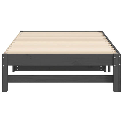 Dormeuse Estraibile Grigia 2x(90x190) cm Legno Massello di Pino