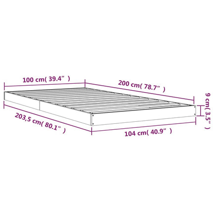 Giroletto senza Materasso Bianco 100x200 cm Legno Massello Pino
