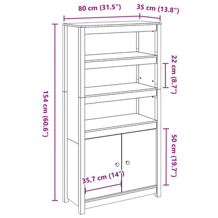 Credenza 80x35x154 cm in Legno Massello di Pino