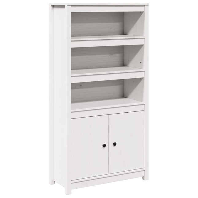 Credenza Bianca 80x35x154 cm in Legno Massello di Pino
