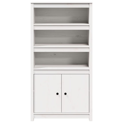 Credenza Bianca 80x35x154 cm in Legno Massello di Pino