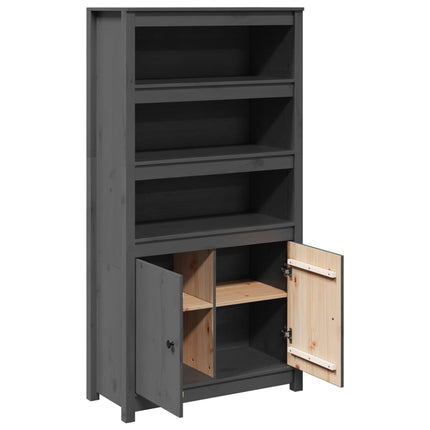 Credenza Grigio 80x35x154 cm in Legno Massello di Pino