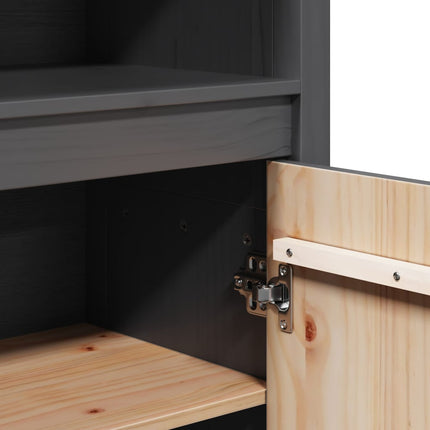 Credenza Grigio 80x35x154 cm in Legno Massello di Pino