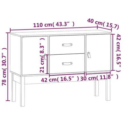 Credenza 110x40x78 cm in Legno Massello di Pino