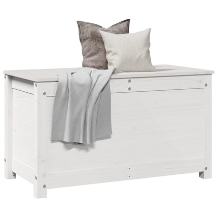Contenitore Portaoggetti Bianco 80x40x45,5cm Massello di Pino