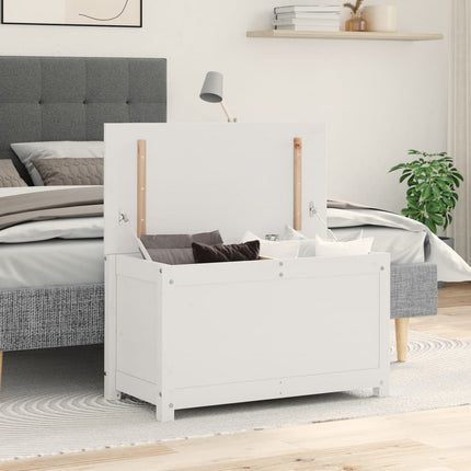 Contenitore Portaoggetti Bianco 80x40x45,5cm Massello di Pino