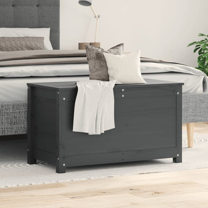 Contenitore Portaoggetti Grigio 80x40x45,5cm Massello di Pino