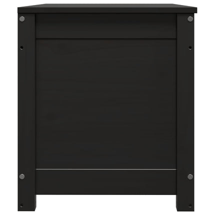 Contenitore Portaoggetti Nero 80x40x45,5cm Legno Massello Pino