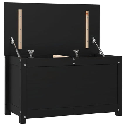 Contenitore Portaoggetti Nero 80x40x45,5cm Legno Massello Pino