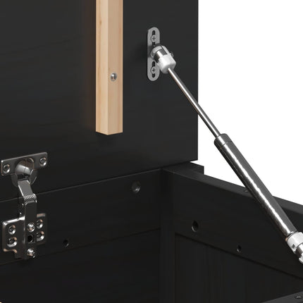 Contenitore Portaoggetti Nero 80x40x45,5cm Legno Massello Pino