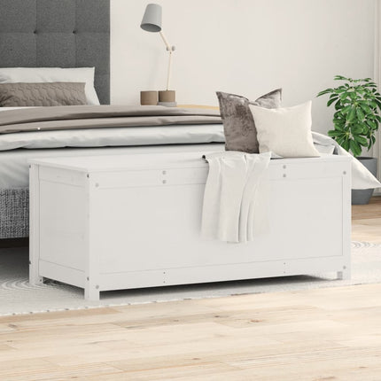 Contenitore Portaoggetti Bianco 110x50x45,5cm Massello di Pino