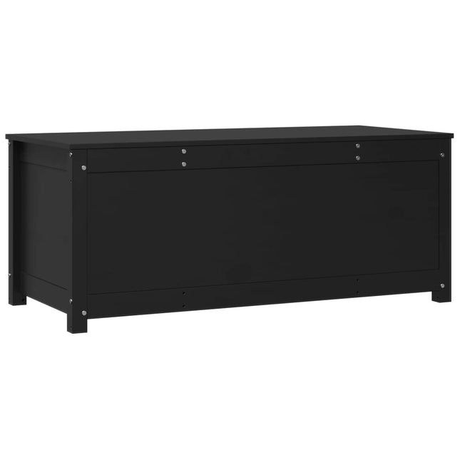 Contenitore Portaoggetti Nero 110x50x45,5cm Legno Massello Pino