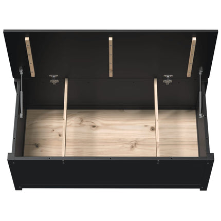 Contenitore Portaoggetti Nero 110x50x45,5cm Legno Massello Pino