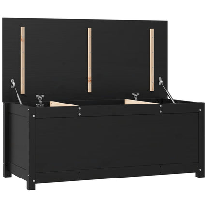 Contenitore Portaoggetti Nero 110x50x45,5cm Legno Massello Pino