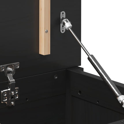 Contenitore Portaoggetti Nero 110x50x45,5cm Legno Massello Pino