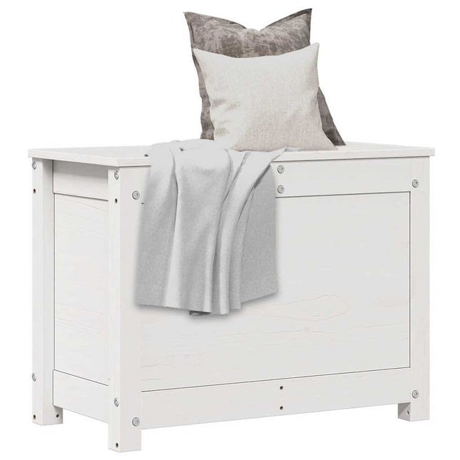 Contenitore Portaoggetti Bianco 60x32x45,5cm Massello di Pino