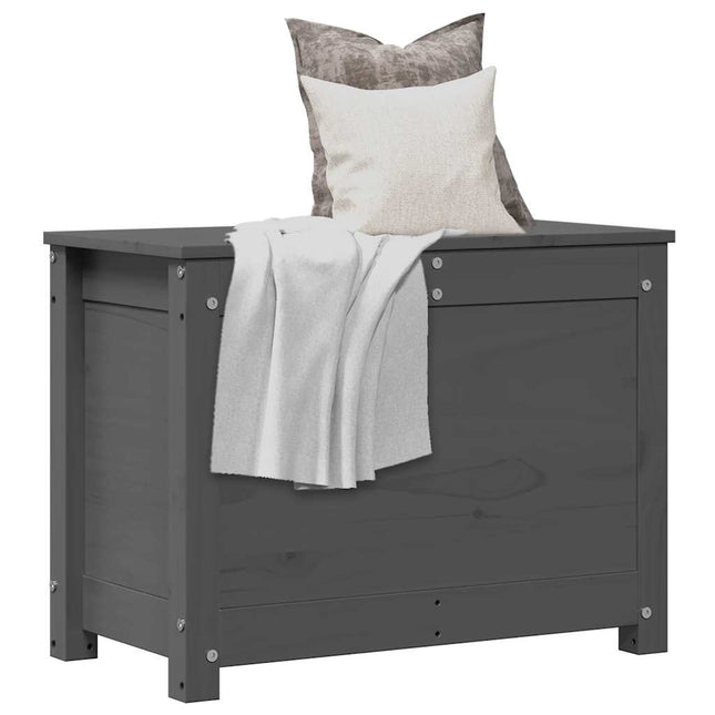 Contenitore Portaoggetti Grigio 60x32x45,5cm Massello di Pino