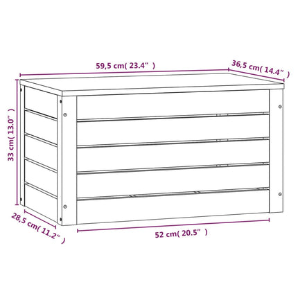 Contenitore Portaoggetti 59,5x36,5x33 cm Legno Massello Pino