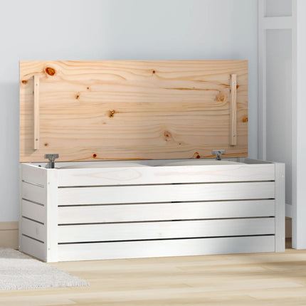 Contenitore Portaoggetti Bianco 89x36,5x33cm Massello di Pino