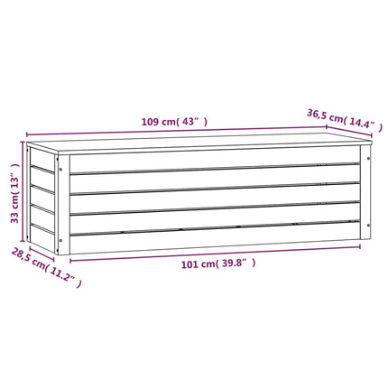 Contenitore Portaoggetti 109x36,5x33 cm Legno Massello Pino