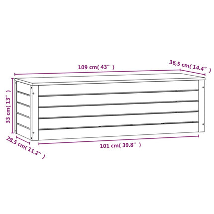 Contenitore Portaoggetti Bianco 109x36,5x33cm Massello di Pino