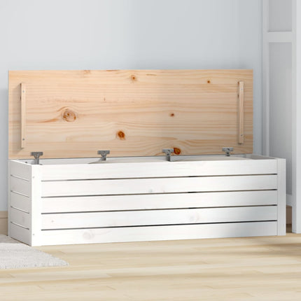 Contenitore Portaoggetti Bianco 109x36,5x33cm Massello di Pino