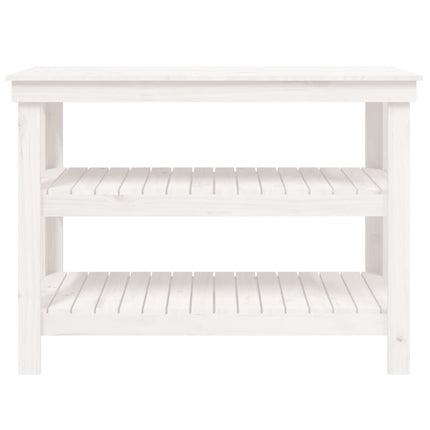 Banco da Lavoro Bianco 110,5x50x80 cm in Legno Massello di Pino