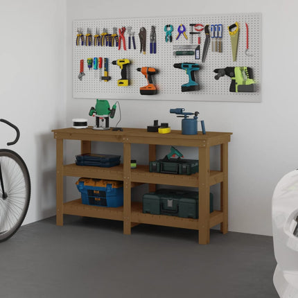 Banco da Lavoro Ambra 142,5x50x80 cm in Legno Massello di Pino