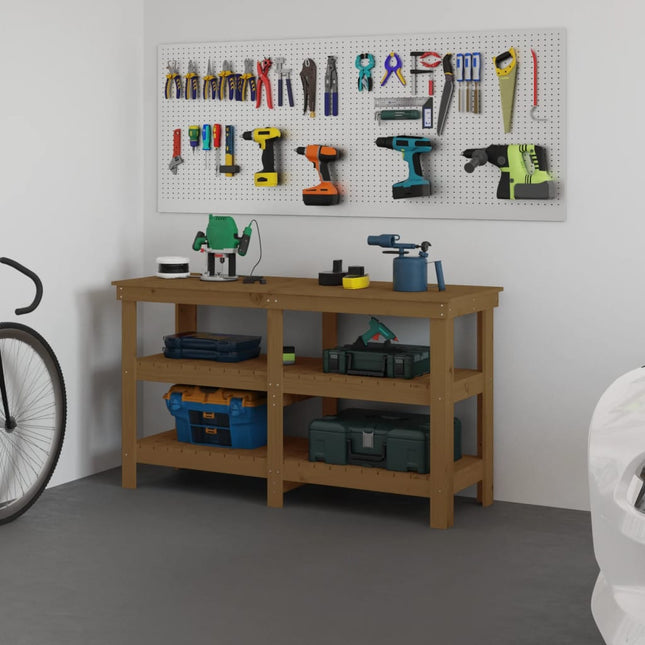 Banco da Lavoro Ambra 142,5x50x80 cm in Legno Massello di Pino