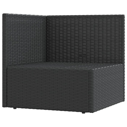 Divano Angolare da Giardino con Cuscini in Polyrattan Nero