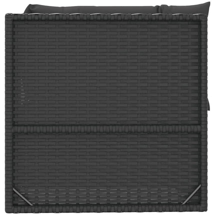 Divano Angolare da Giardino con Cuscini in Polyrattan Nero