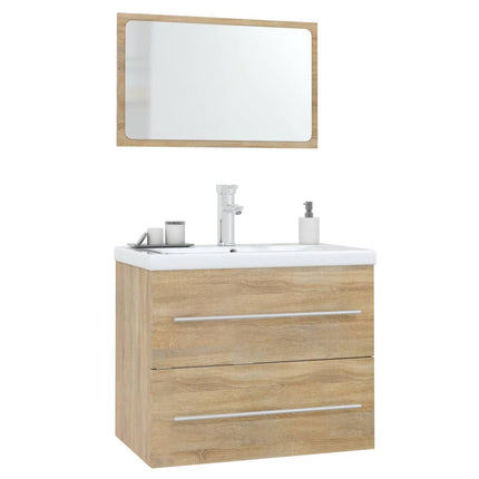 Set Mobili da Bagno 3 pz Rovere Sonoma
