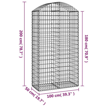 Cesto Gabbione ad Arco 100x50x180/200 cm Ferro Zincato