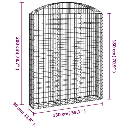 Cesto Gabbione ad Arco 150x30x180/200 cm Ferro Zincato