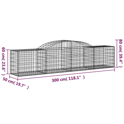 Cesto Gabbione ad Arco 300x50x60/80 cm Ferro Zincato