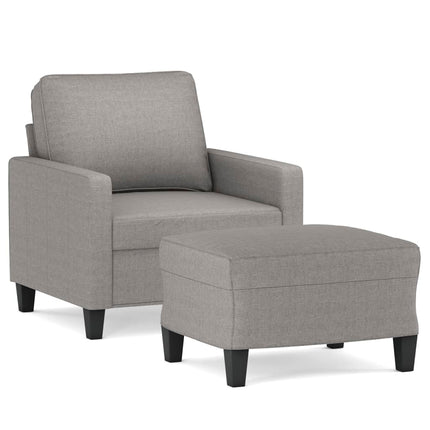 Poltrona con Poggiapiedi Grigio Chiaro 60 cm in Tessuto